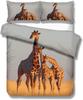 Giraffe Couples Lovers Dating Duvet Cover Sets - Giraffes Balloon At Sunset Bedding Set with Zipper Closure for Kids and Adults