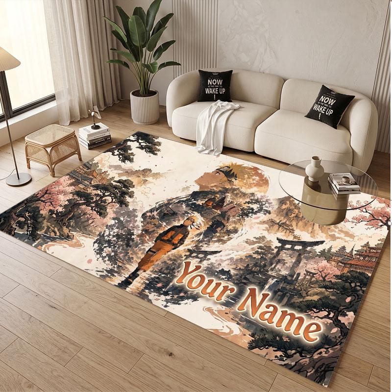 Custom Name Crystal Velvet Rug,Naruto Comfortable Anti Slip Floor Mat For Room Decoration