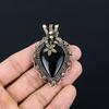 Black Onyx Gemstone Handmade Jewelry Pure Copper Wire Wrapped Pendant
