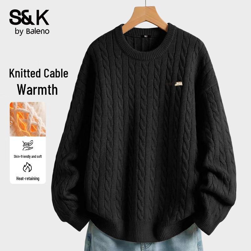 Baleno Men's Thermal Cable Knit Pullover Sweater