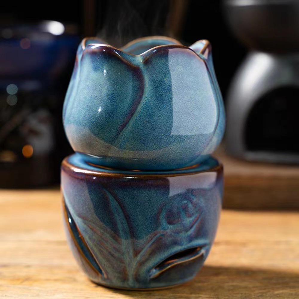 Tulip Shape Ceramic Oil Diffuser Exquisite Wax Melt Burners Essential Oil Burner  Office