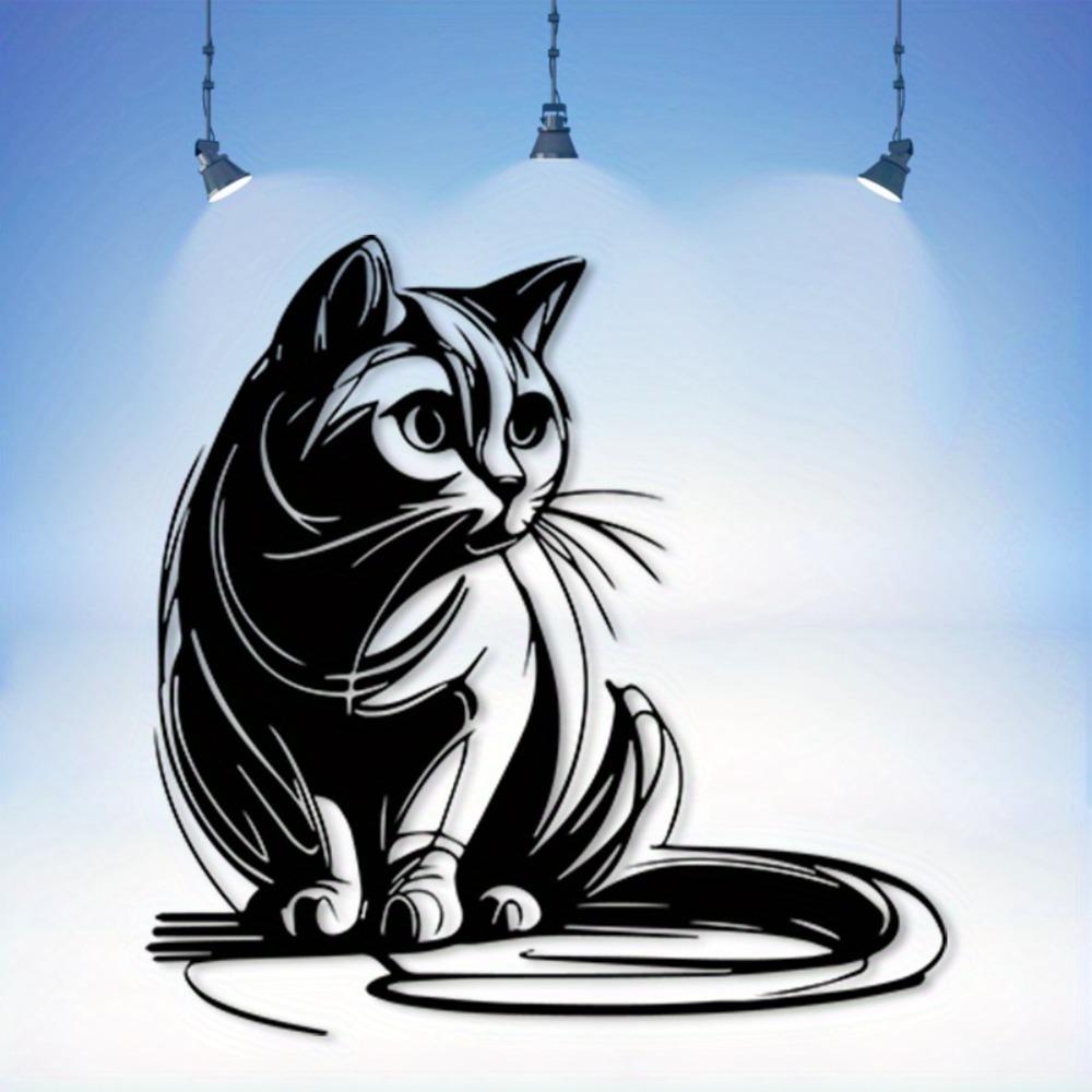 Vintage Black Cat Metal Wall Decor, Weatherproof Iron Sculpture for Indoor Outdoor, Gift for Cat Lovers