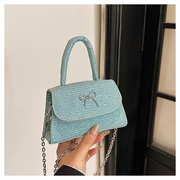 

Летняя новая сумка-бант простая большая вместимость воздушная цепочка одно плечо кроссбоди маленькая квадратная сумка циан