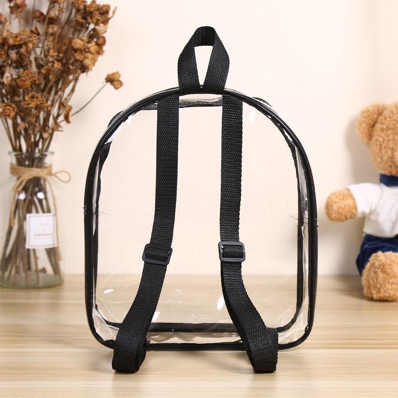 

Легкий прозрачный рюкзак Милый рюкзак на молнии с двойными плечевыми лямками Желейная сумка для книг чёрный