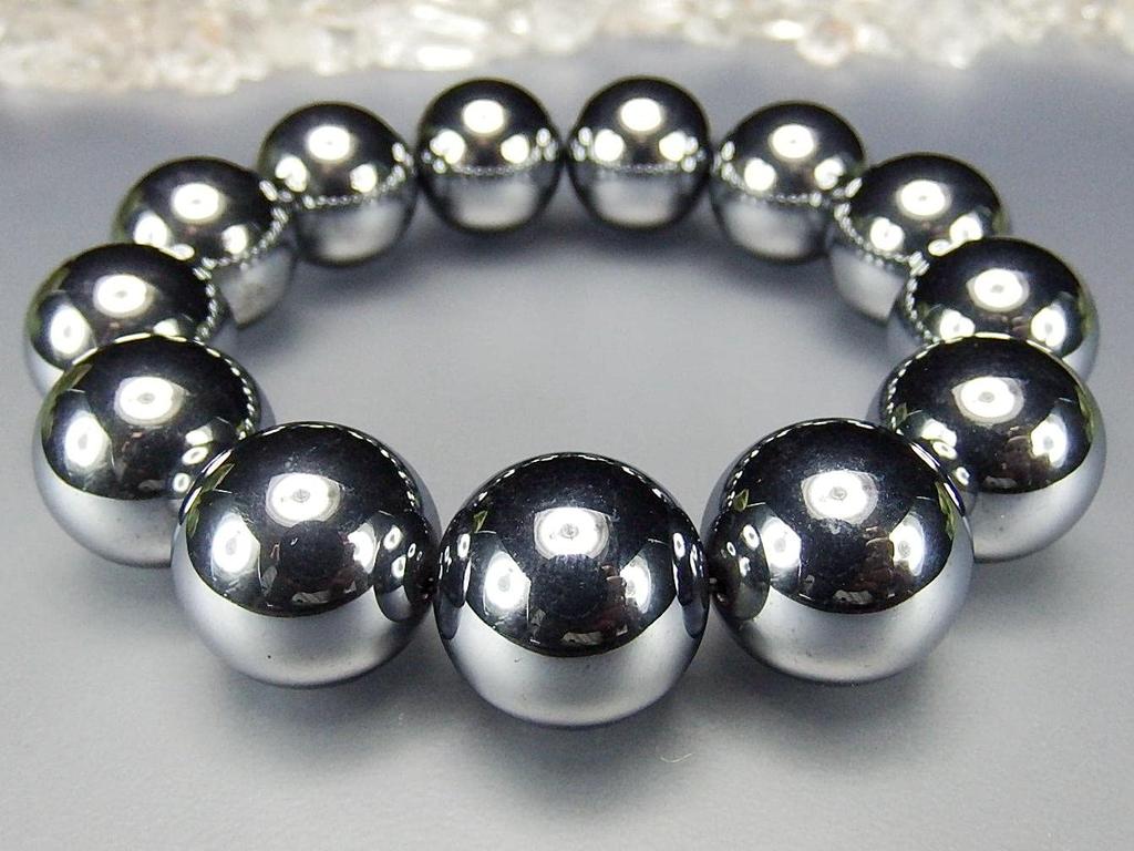 [Sekimachi] AAA High-Purity Terahertz Stone 18mm Bracelet, Extra Large Beads, Impressive Men's Prayer Beads