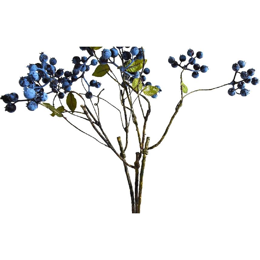 18 Inch Artificial Blueberry Fruits Branches Fake Berries Blue Decorative for Wedding DIY Garland and Holiday Ornaments Pack of 3 Blue