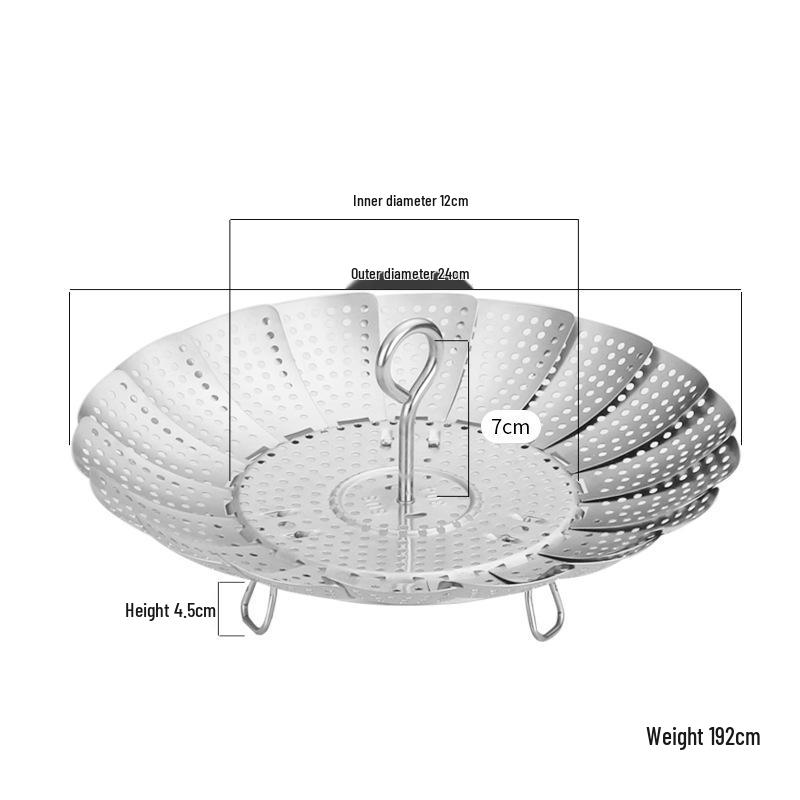 304 Stainless Steel Telescopic Steamer Basket & Folding Rack for Steamed Buns