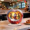Winter Snow Scene Ornaments Christmas Apple Lollipop 2D Acrylic Figurine, Ornament with Santa Desktop Decorations Inside, Tabletop Decor for