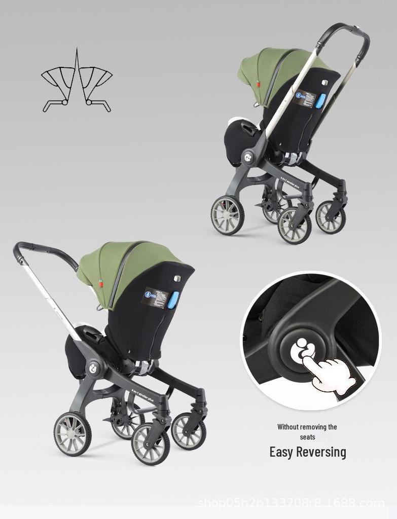 Multifunctional Lightweight Foldable Baby Stroller with Bassinet and Two-Way Car Seat Compatibility