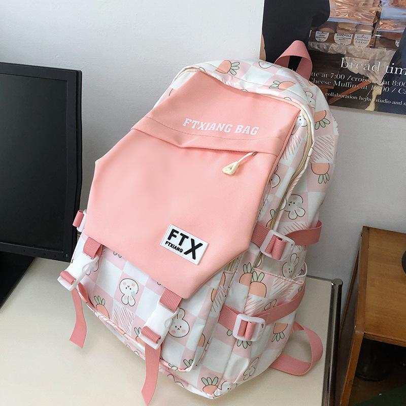 School Bag Elementary School Girl Junior High School Student High School Student College Student Cute Backpack Contrast Color Backpack