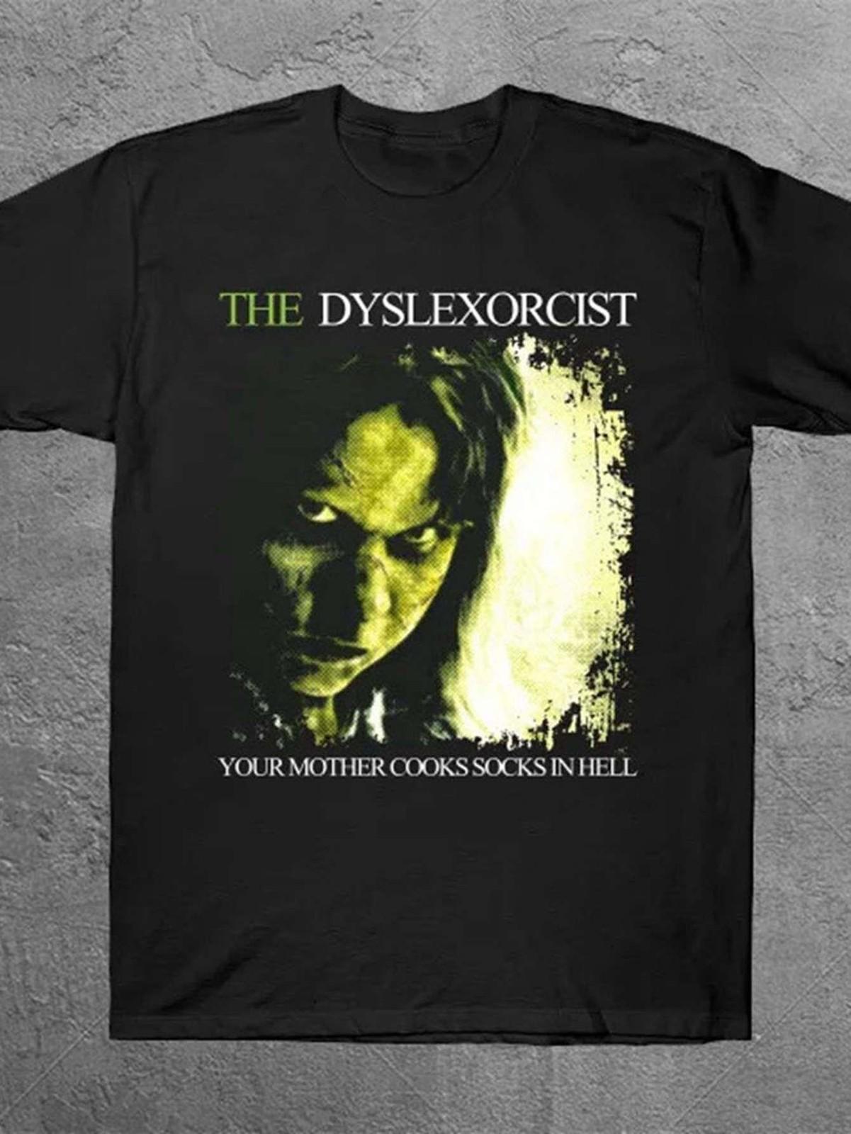 THE DYSLEXORCIST Graphic Tee - Edgy Black T-Shirt with Grungy Design, Featurin S разноцветный