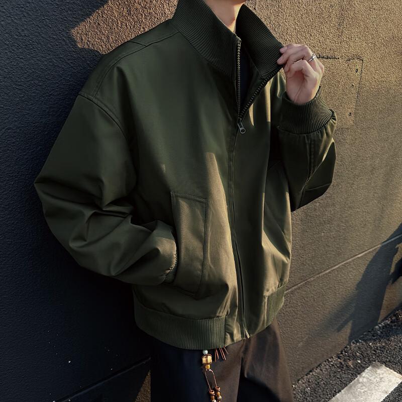 Homlean Men's Retro Stand Collar Flight Bomber Jacket HJ32