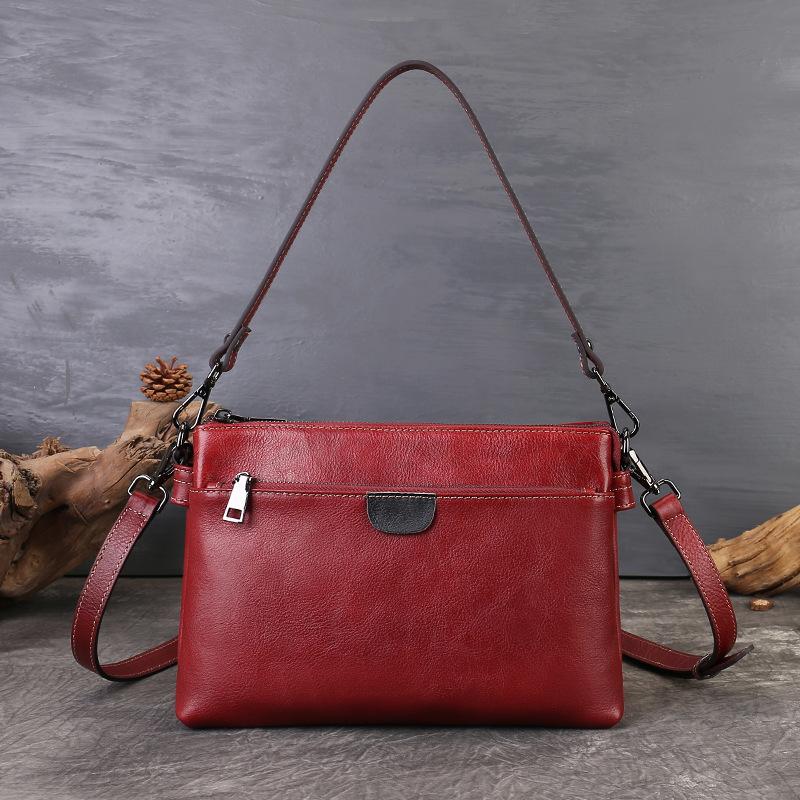 Johnature Genuine Leather Women's Bag Versatile Armpit Bag Commuting Multi-layer Shoulder Crossbody Bag