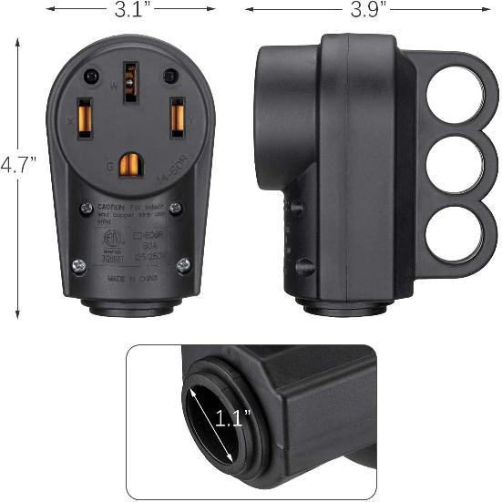 Miady 50AMP RV Replacement Female Plug with Easy Unplug Design, ETL Certified