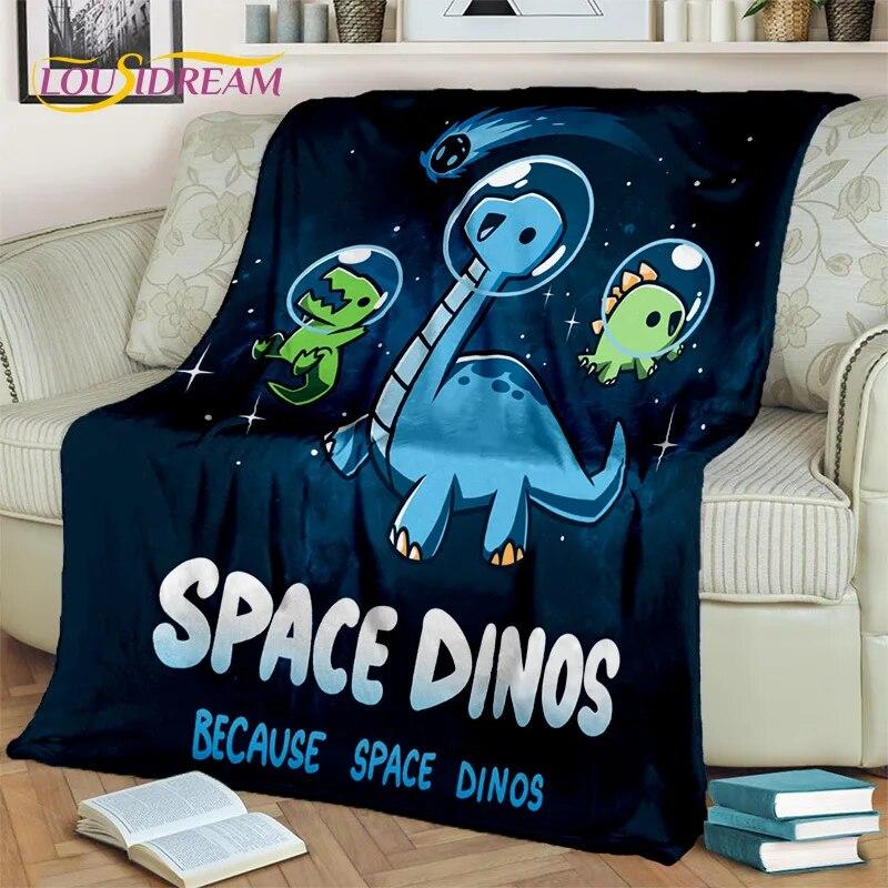 HD Cute Dino Cartoon 3D Dinosaur Space Children Blanket,soft Throw Blanket for Home Bedroom Bed Sofa Picnic Office Cover Blanket