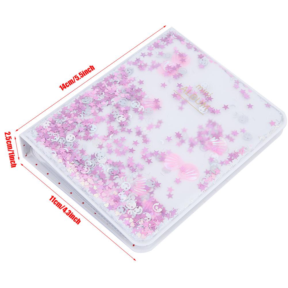 Quicksand Beads 64 Pockets 3 Inch Photo Book Album For Camera Photos(blue)
