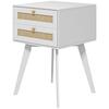 White Bedside Table Nightstand with 2 Drawers Cannage Style Small Side Table 40x40x60 cm