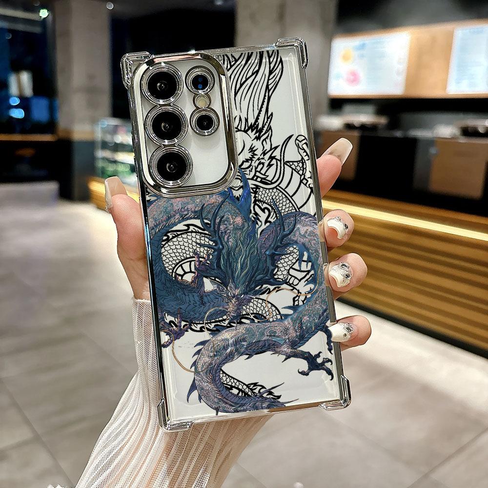 God Black Dragon Cyan Funda For Samsung S26 Ultra Phone Case For Galaxy S25 FE S26 S24 S23 S22 S21 Ultra S20 Plus 5G Clear Cover