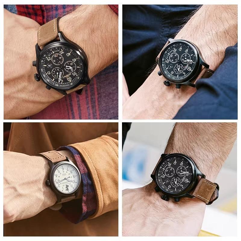 For Timex T49905 T49963 T49953 TW4B01900 Series Genuine Leather Strap Men's Frosted Cowhide Bracelet 20mm 22mm Black Brown