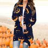 Women's Halloween  Cat  Print Cardigan Coat
