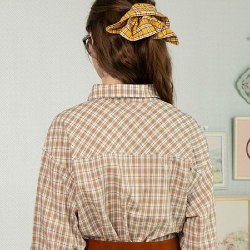 

DUNDROP DD_Осенняя клетка резинка для волос_КВАДРАТНАЯ_3 цвета KHAKI_FREE