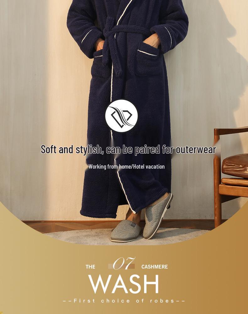 Mens & Womens Luxurious Extra Long Fleece Bathrobe - Thick, Plush, Plus Size Autumn/Winter Pajamas for Couples