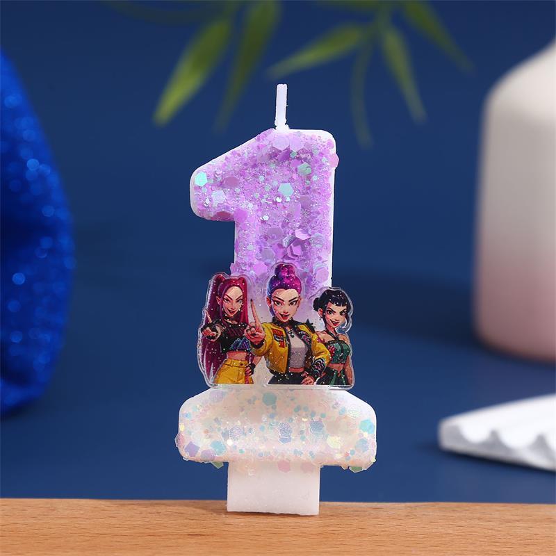 Nová Kpop Anime Démoni Lovci Téma 3D Digitální Svíčka Ozdoba na Narozeninový Dort Číslo 0-9 Svíčka Dětská Párty Doplněk Pomůcka Dárek