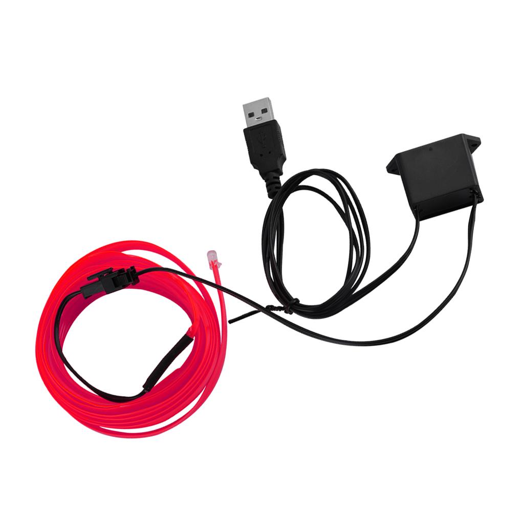 Light Strip LED Lamp Light Glow Flat Edge EL Wire String Strip Rope Tube