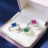 Imitation Rectangular Ruby Ring, Women'S High-Texture Cultivation, Colored Treasure, Sugar Cube Ring Jewelry