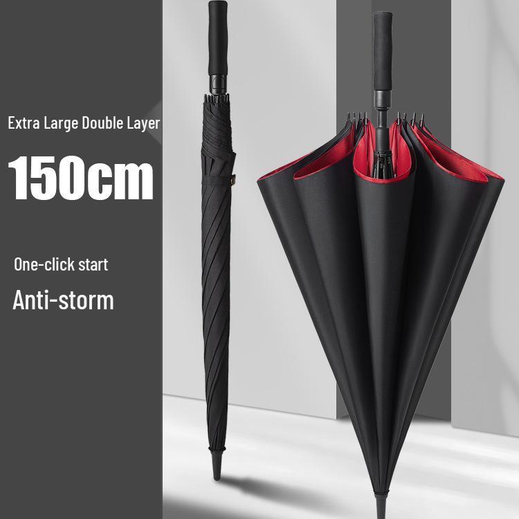 Extra Large Double Layer Automatic Umbrella for Two, Reinforced Long Handle, Stormproof and Sturdy