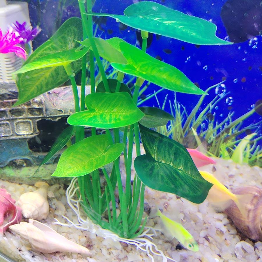 Artificial Aquarium Decor Plants Plastic Aquatic Plant with Large Green Leaves Underwater Plants Fish Tank Aquatic Plant Adorn