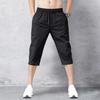 Shorts Longs de Plage Noirs à Séchage Rapide pour Homme Shorts pour Homme Pantacourts d'Été en Nylon Fin Pantalons 3/4