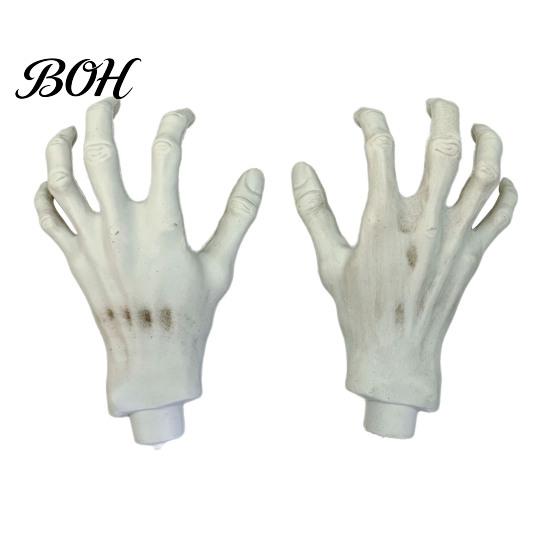Durable Plastic Skeleton Hands 1 Pair Halloween Hands, Realistic Zombie Life Flexible Placement Ghost Size Severed Fake for Terror Scary Props,