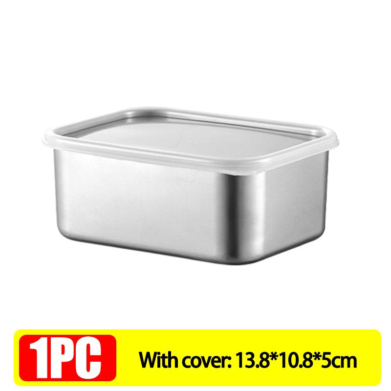 1-6Pcs Stainless Steel Food Storage Container Fresh-keeping Boxes for Outdoor Picnics Refrigerator Storage and Kitchen Tidying
