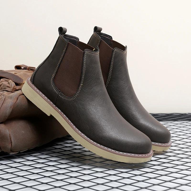 Men's Genuine Leather Chelsea Boots, High-quality Retro Casual Shoes, Comfortable Denim Boots, Street Winter Boots, Large Size48