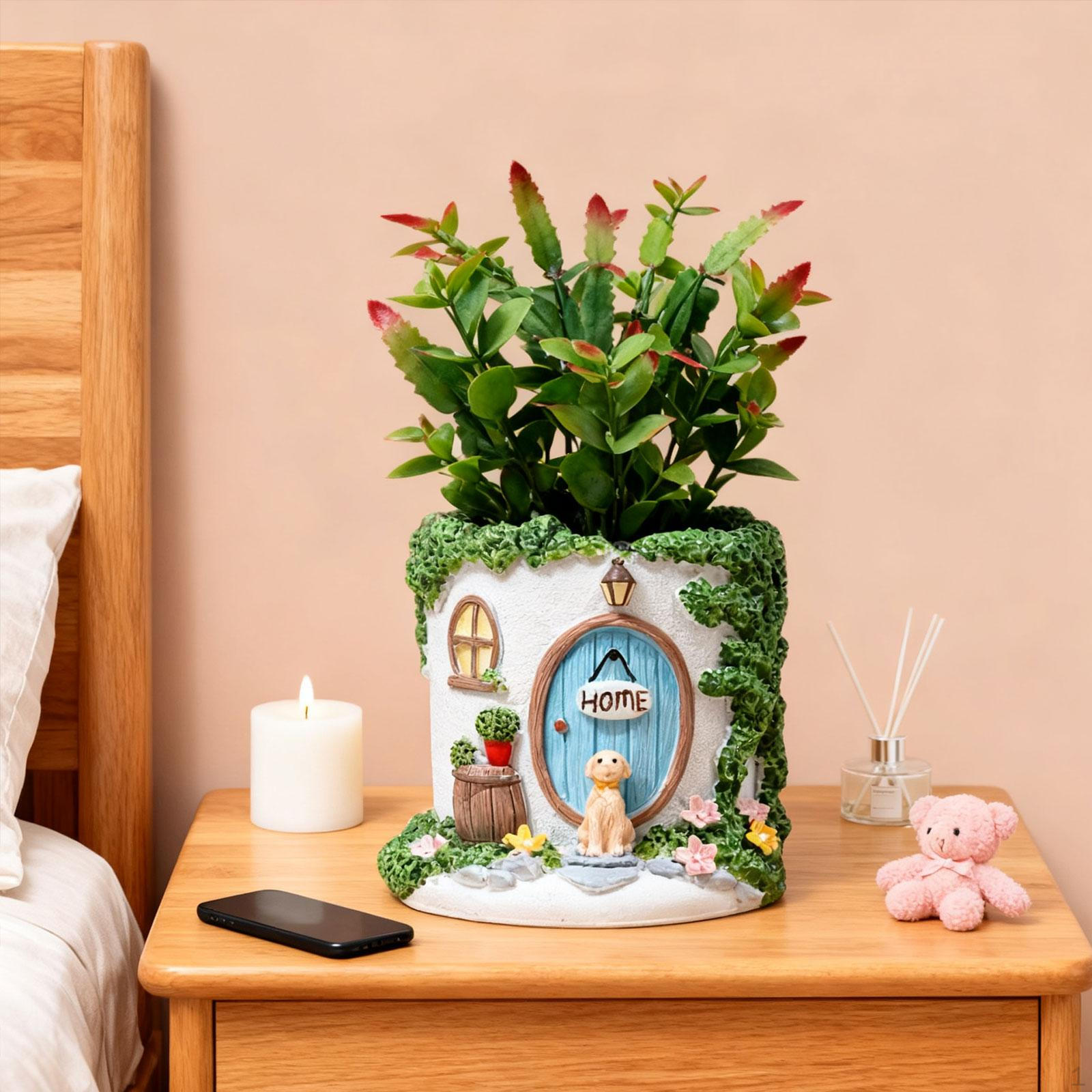 

Flower Pot ,Resin Planter Pot, Cute Bud Vase Decoration, Bonsai Plant Container Creative Mini B