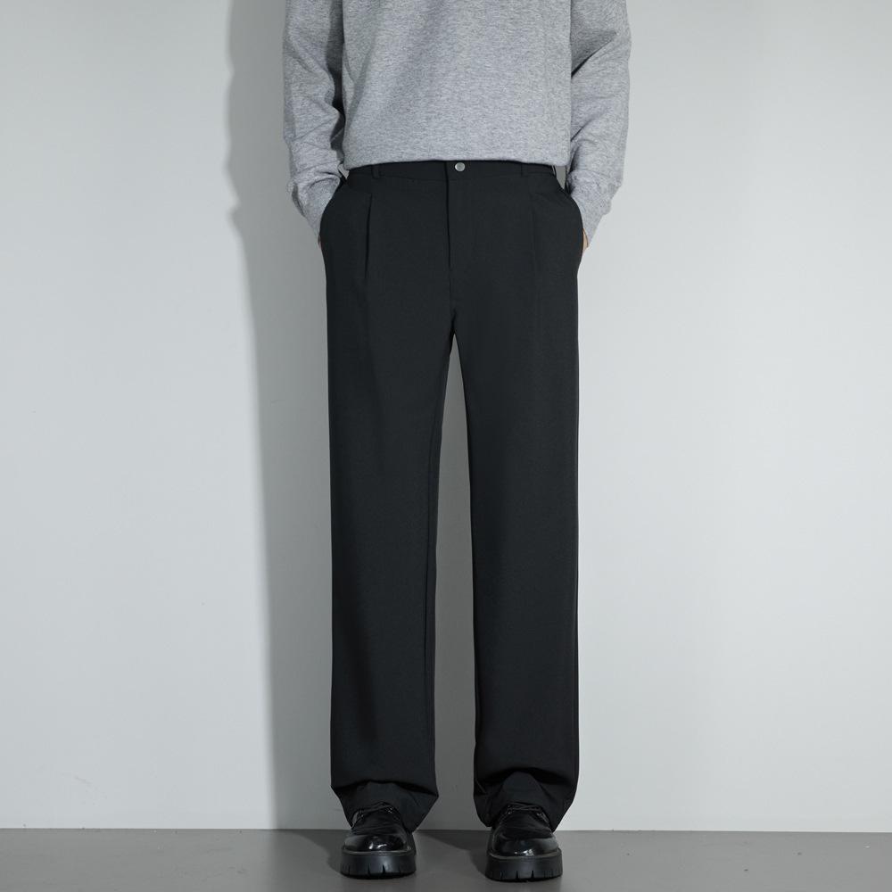Black Suit Pants Men's Summer Drape Loose Straight Pants Trendy High-end Casual Wide-leg Trousers