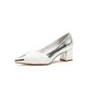 Beautiful High Heels New Silver Pointed Head Light Mouth Thick Heel with Skirt Single Shoes Women