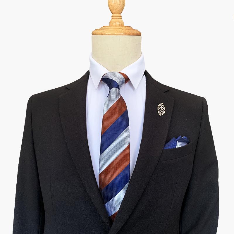 2025 Men's Wide Stripe Business Tie & Pocket Square Set with Gift Box
