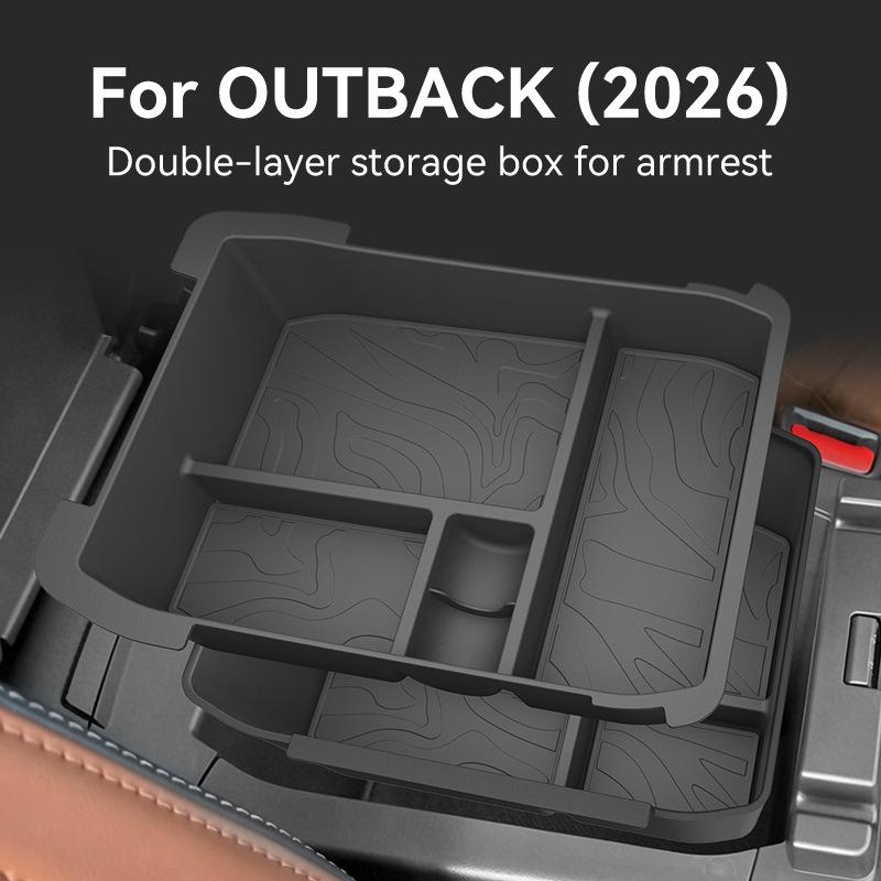 Double Layer Multifunctional Cup Holder Storage Box For 2026 Subaru Outback Forester Car Interior Organizer Tidying Accessories