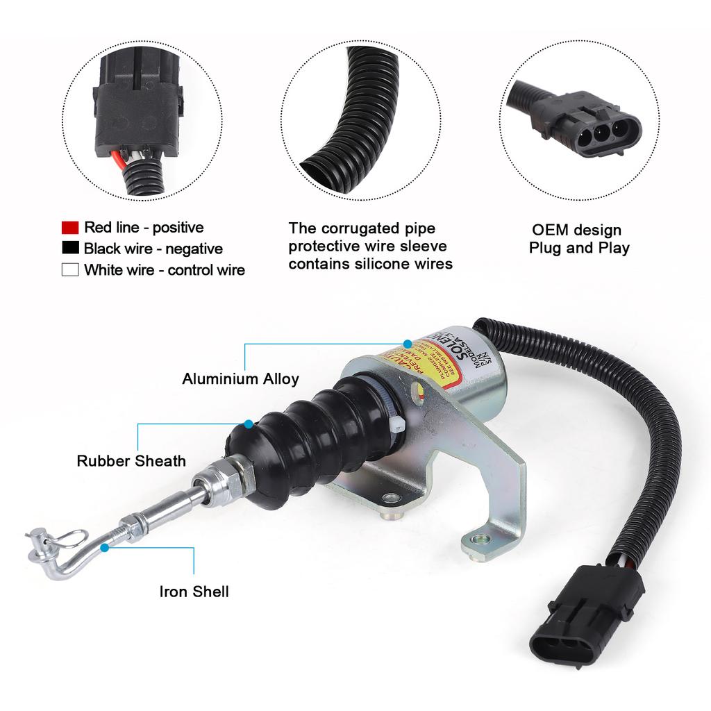 CNSPEED Diesel Engine Shut-Off Solenoid Valve Complete Set Of Accessories 24V For Cummins Coil 6CT 8.3 OEM 3932017 SA 3742 24