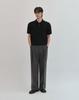 WORK ON BODY OFF Tres Semi-Overfit Cable Collar Short Sleeve Knit [Black]