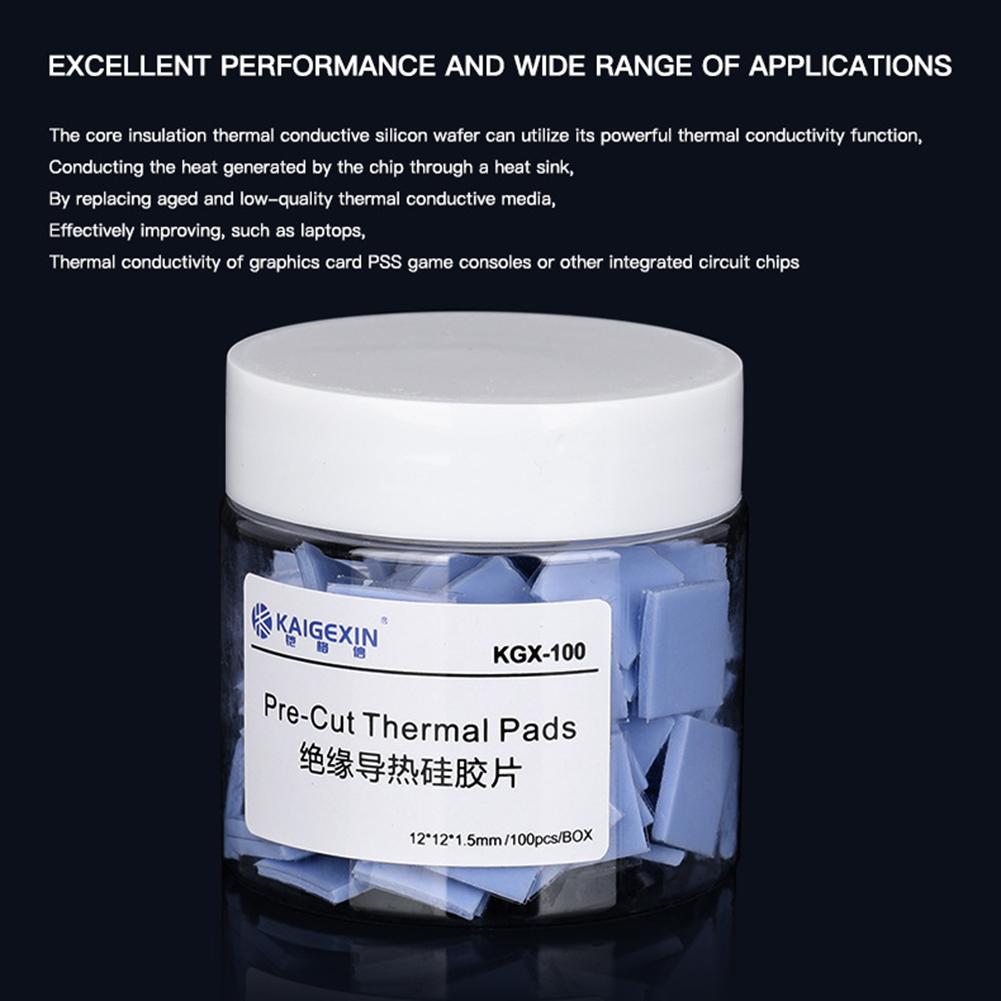 100PCS Heat Conducting Thermal Pad Fast Heat Dissipation 12x12x1.5mm Conductive Silicone Pad Thermal Pads for GPU CPU Repair