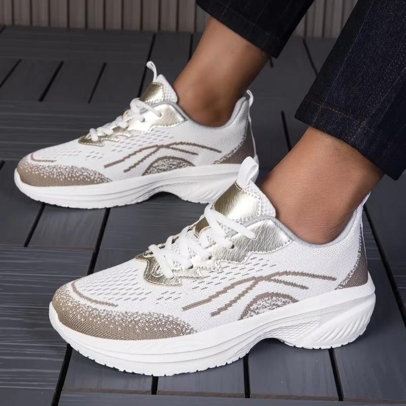 Breathable Mesh Women Running Shoes Men's Lightweight Knitted Sneakers Lace-up Thick Sole Casual Trainers for Jogging Fitness