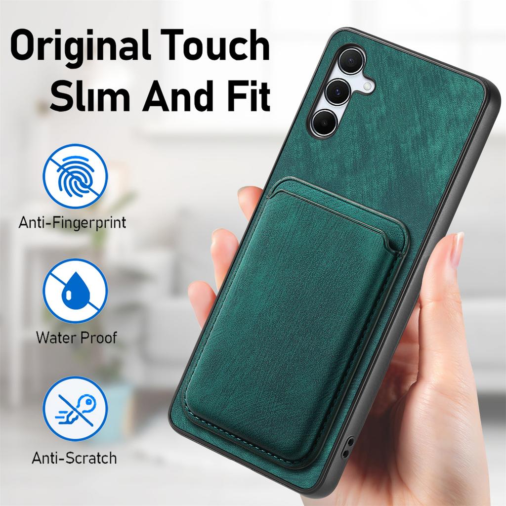 For Samsung Galaxy A55 5G Case Compatible with MagSafe Leather Back Cover with Detachable Card Holder