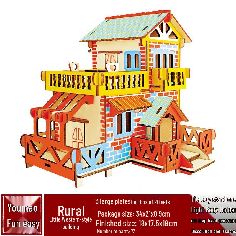 3D drevené puzzle architektonický model školská remeselná festivalová aktivita hračka