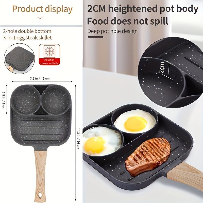 Aluminum Non-Stick Egg Frying Pan with Wooden Handle,Compatible with Gas Stove and Induction Cooker for Pancakes, Eggs and Steak