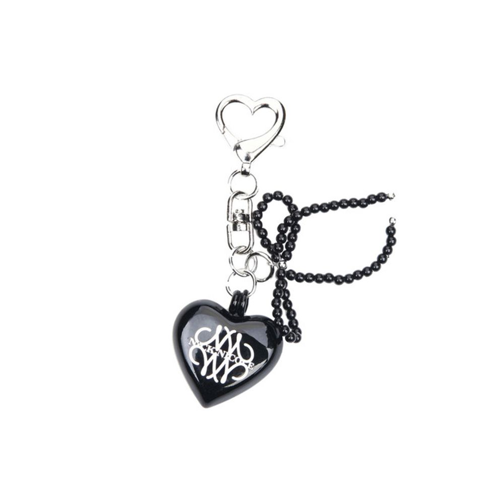 NICK&NICOLE SIGNATURE logo PEARL RIBBON keyring_BLACK