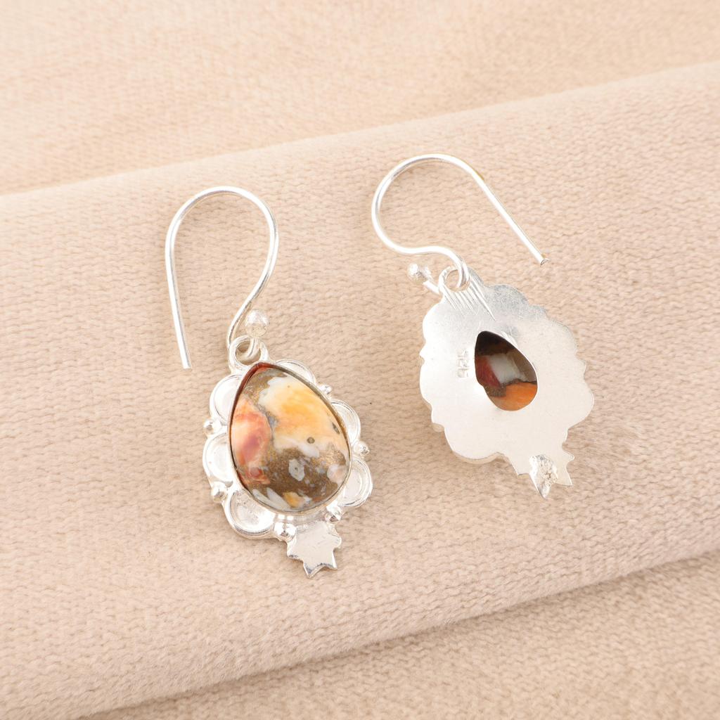 Boucles d'oreilles en Argent Sterling Massif 925 Turquoise Cuivre Orange, Bijoux Boucles d'oreilles en Pierre Précieuse Fait Main, Cadeaux Pour Épouse Boucles d'oreilles Neuves