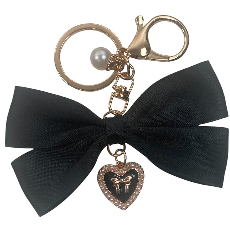 

[GrandslamEX] ribbon Ribbon pearl heart accessories charm key ring key ring strap key chain Smartphone pouch AirPods pro wallet cute simple